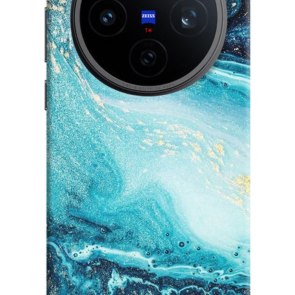 Blue Glitter Marble Vivo X200T Back Cover