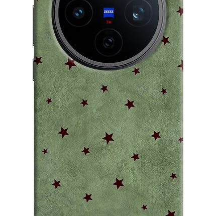 Green Stars Vivo X200T Hard Case Back Cover by Casekaro