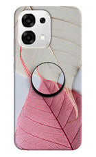 White Pink Leaf Oppo F33 5G Pop Case