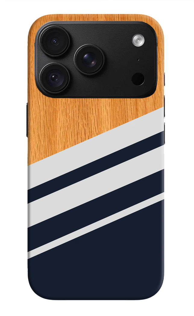 Blue and white wooden iPhone 18 Pro Back Cover
