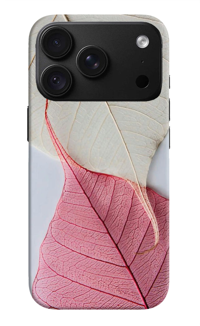 White Pink Leaf iPhone 18 Pro Hard Case Back Cover by Casekaro