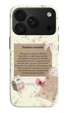 Hopeless Romantic iPhone 18 Pro Hard Case Back Cover by Casekaro