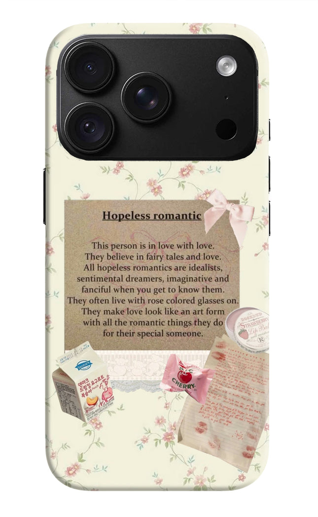 Hopeless Romantic iPhone 18 Pro Hard Case Back Cover by Casekaro