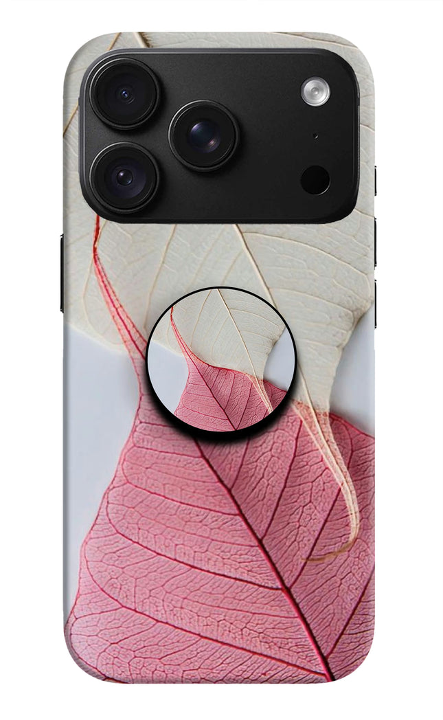 White Pink Leaf iPhone 18 Pro Pop Case by Casekaro