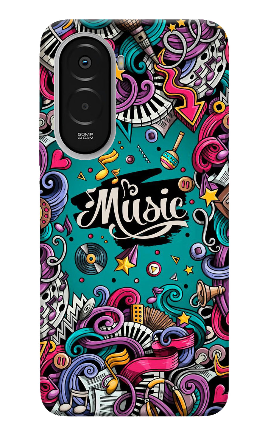 Music Graffiti Poco M7 Plus 5G Back Cover, Hard case
