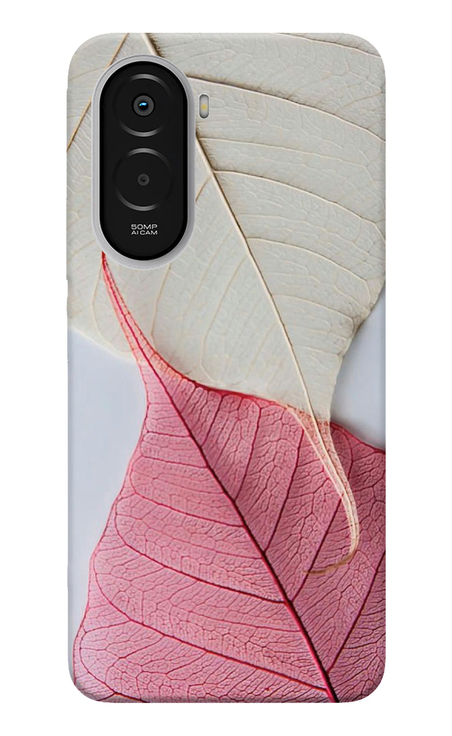 White Pink Leaf Poco M7 Plus 5G Back Cover, Hard case