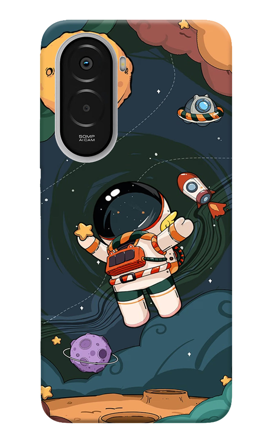 Cartoon Astronaut Poco M7 Plus 5G Back Cover, Hard case