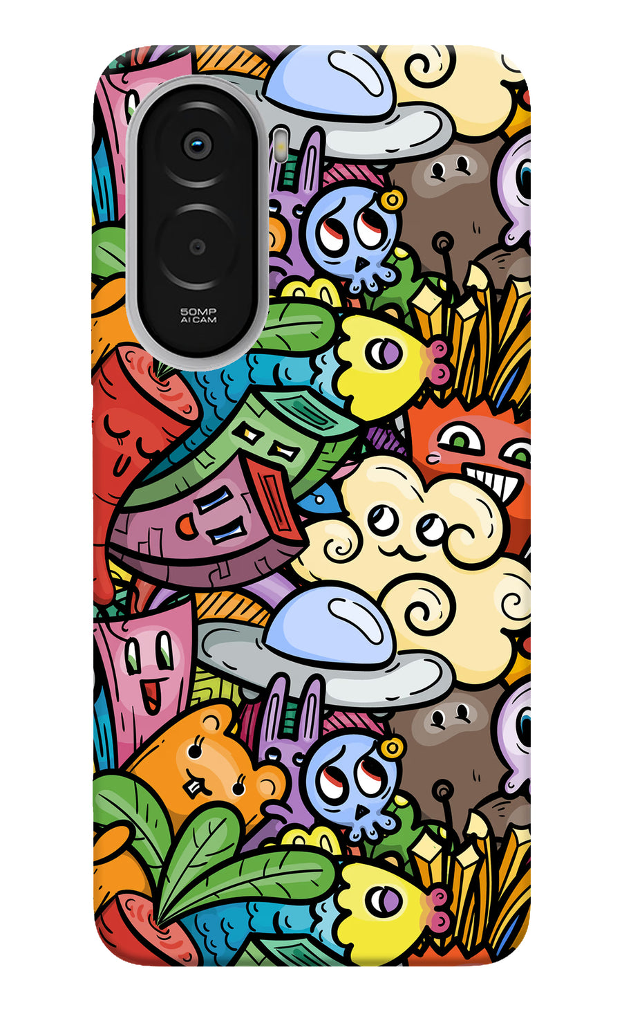 Veggie Doodle Poco M7 Plus 5G Back Cover, Hard case