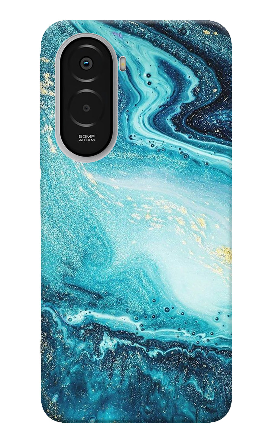 Blue Glitter Marble Poco M7 Plus 5G Back Cover, Hard case