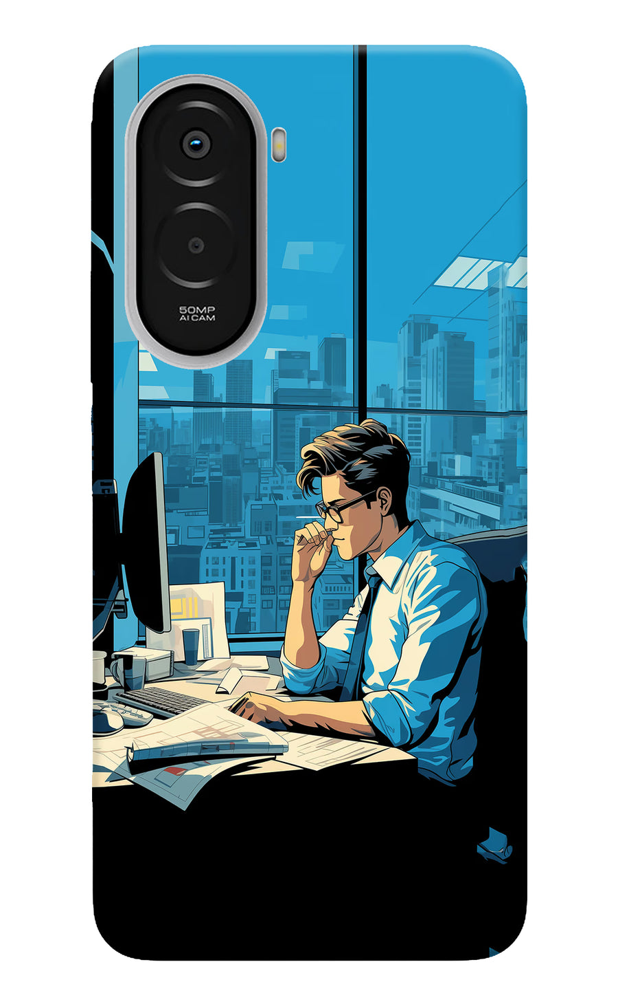 Focused Hustler (AI Generated) Poco M7 Plus 5G Back Cover, Hard case