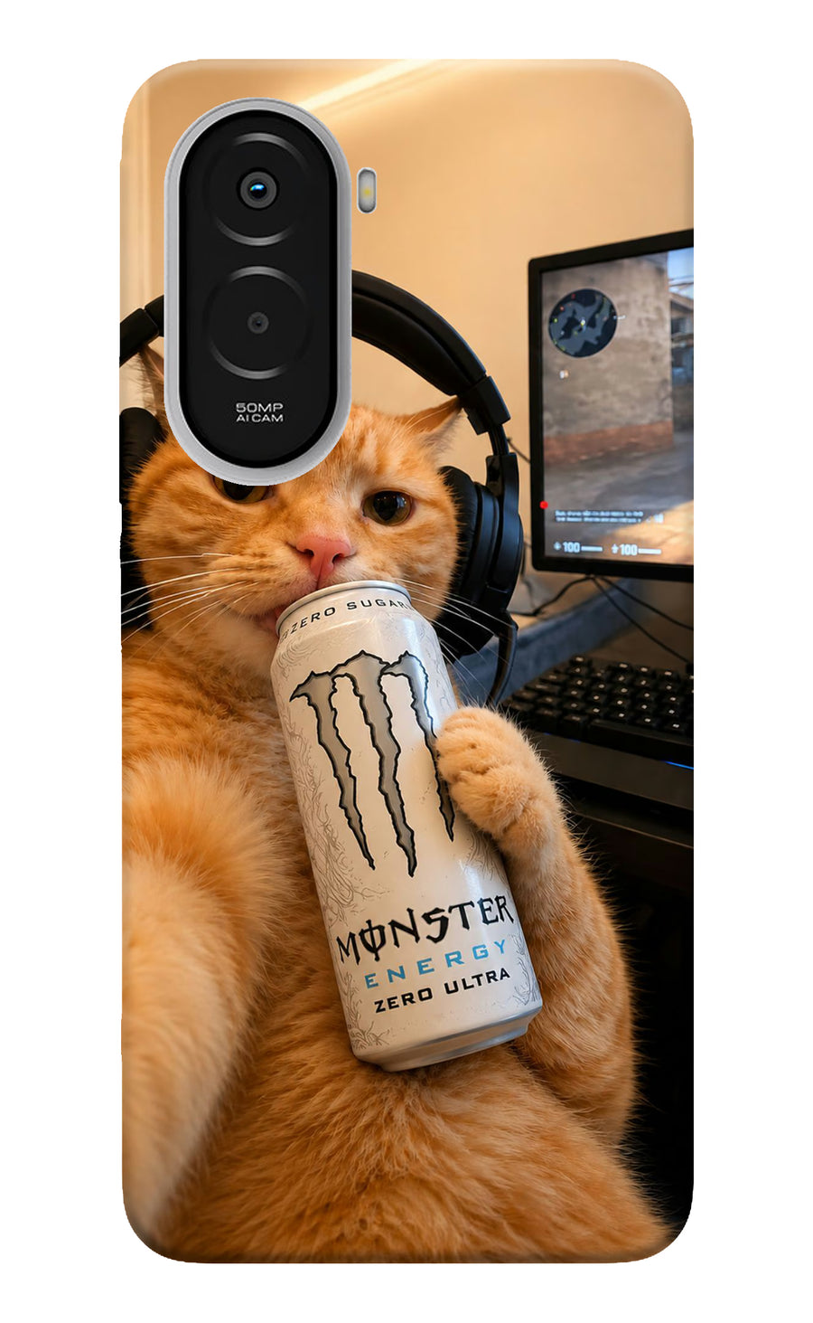 Gamer Cat Energy Poco M7 Plus 5G Back Cover, Hard case
