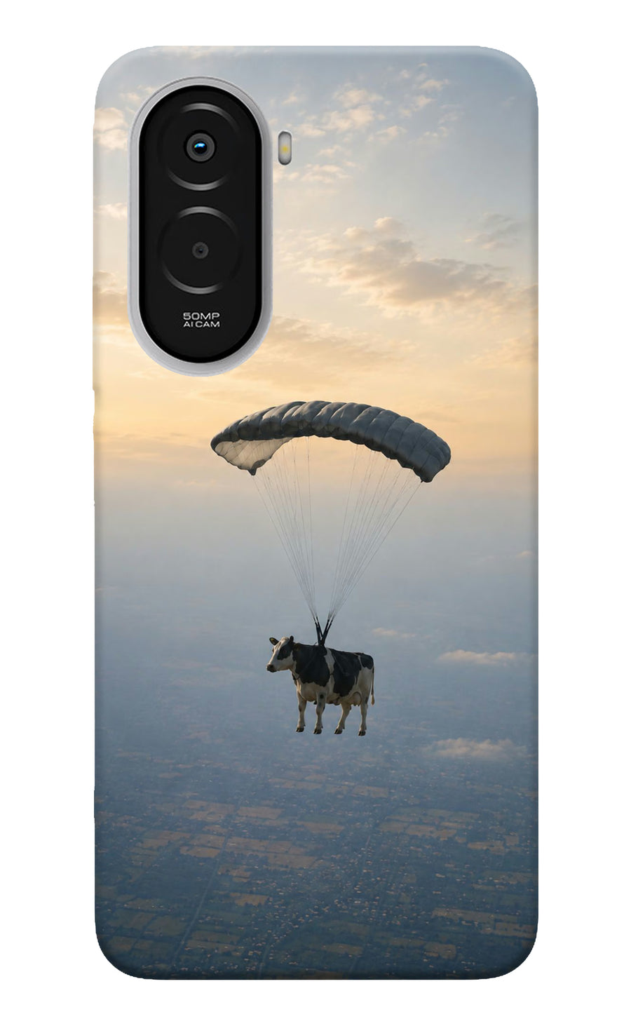 Skydiving Cow Poco M7 Plus 5G Back Cover, Hard case