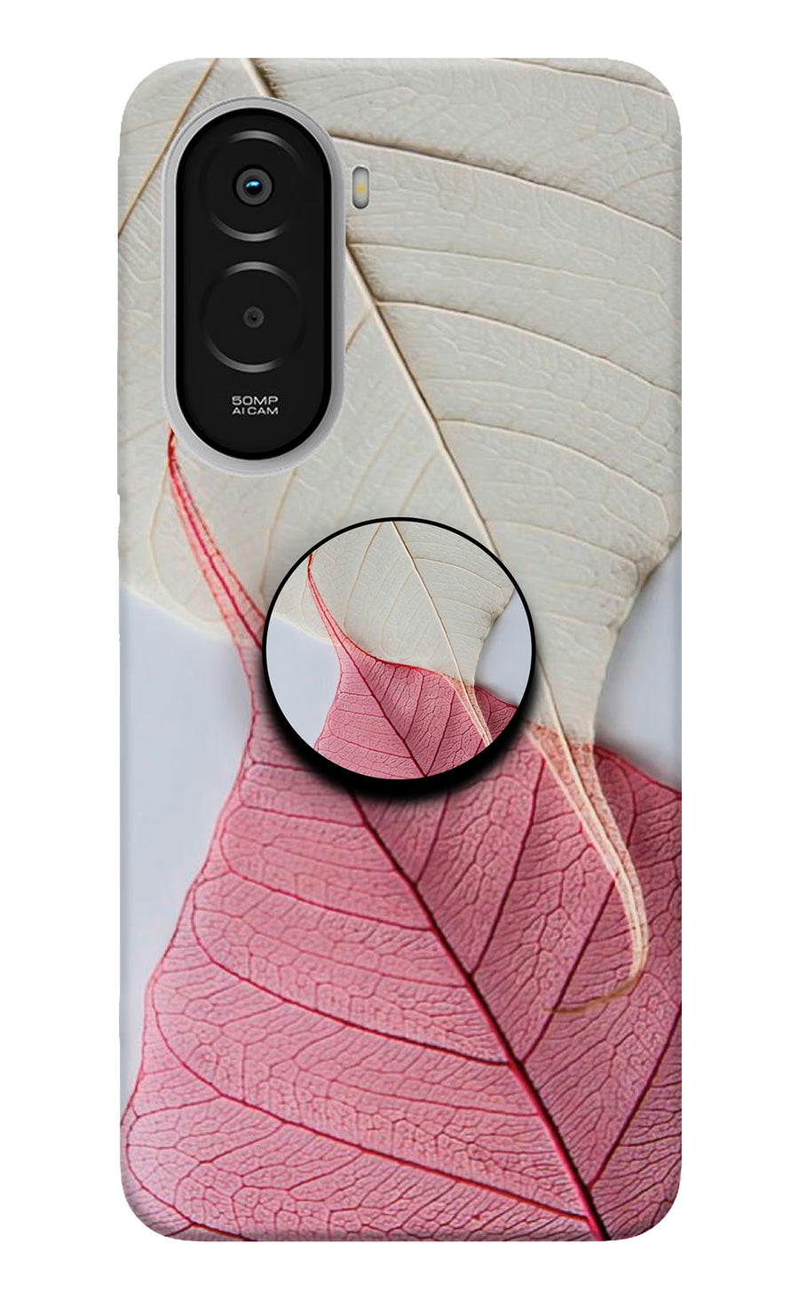 White Pink Leaf Poco M7 Plus 5G Pop Case, Hard case