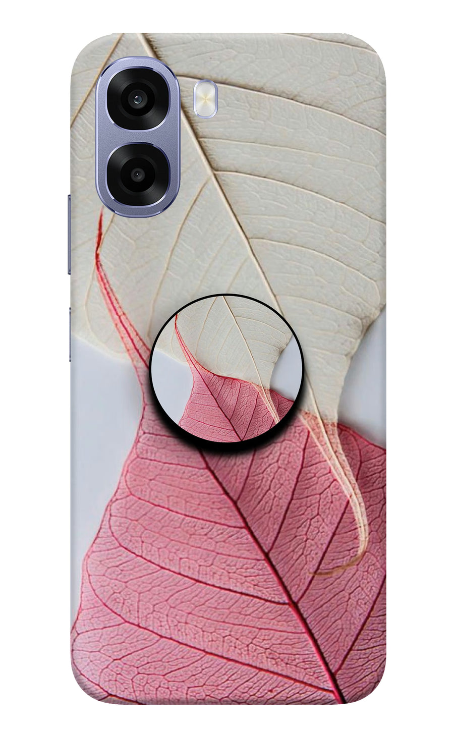White Pink Leaf Oppo A6 5G Pop Case, Hard case