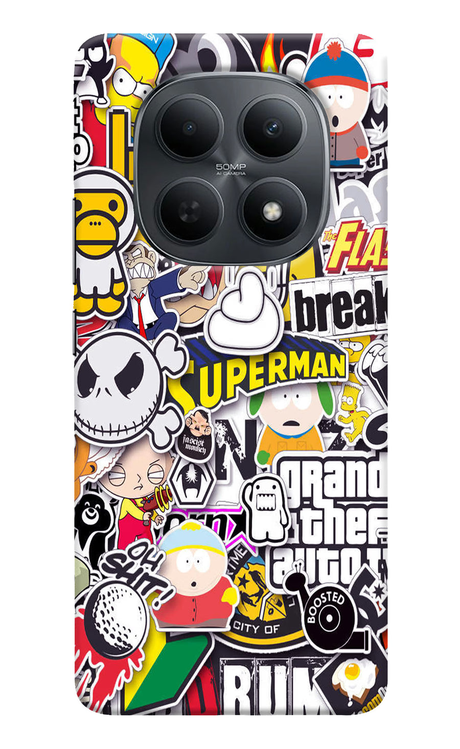 Sticker Bomb Poco M8 5G Back Cover, Hard case