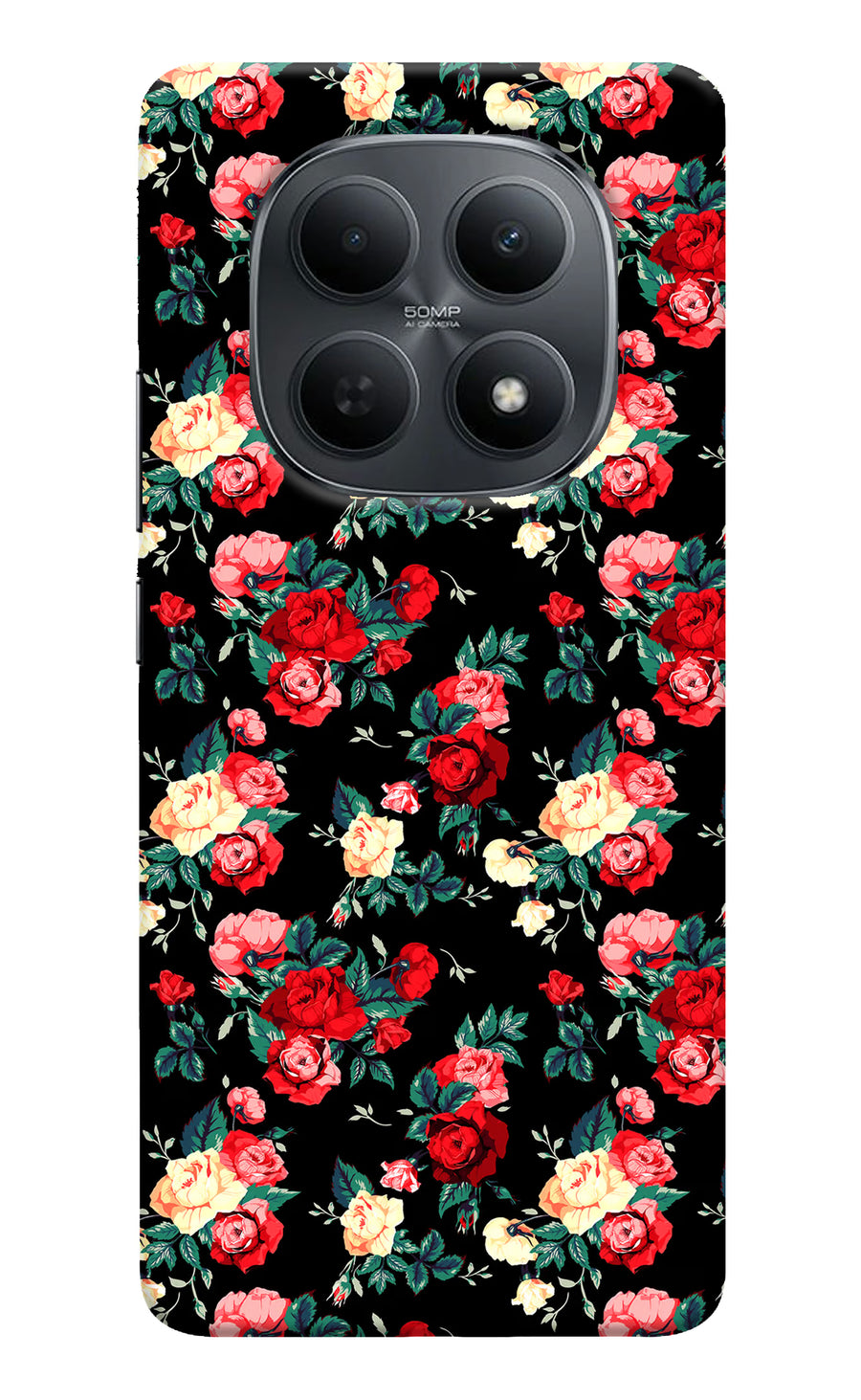 Rose Pattern Poco M8 5G Back Cover, Hard case