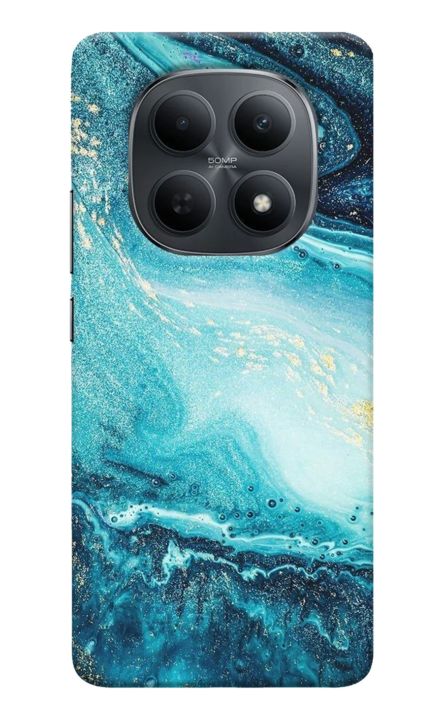 Blue Glitter Marble Poco M8 5G Back Cover, Hard case