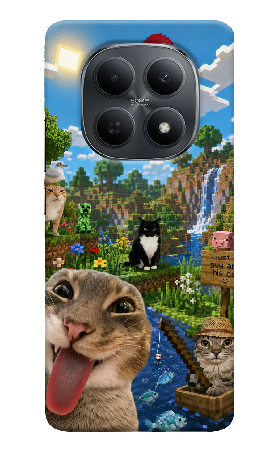 Minecraft Cat Chaos Poco M8 5G Back Cover, Hard case