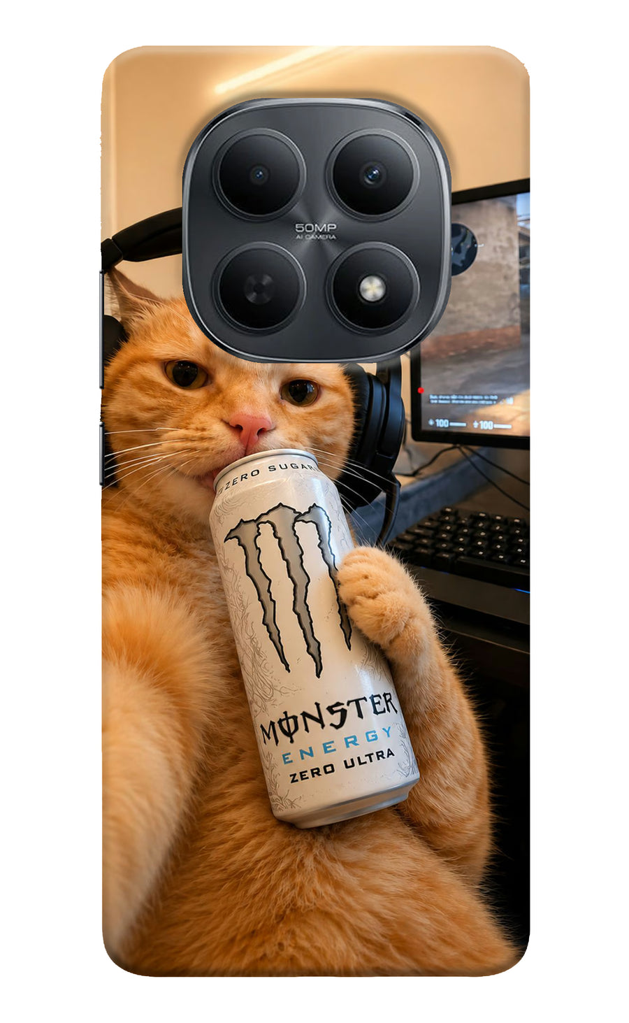 Gamer Cat Energy Poco M8 5G Back Cover, Hard case