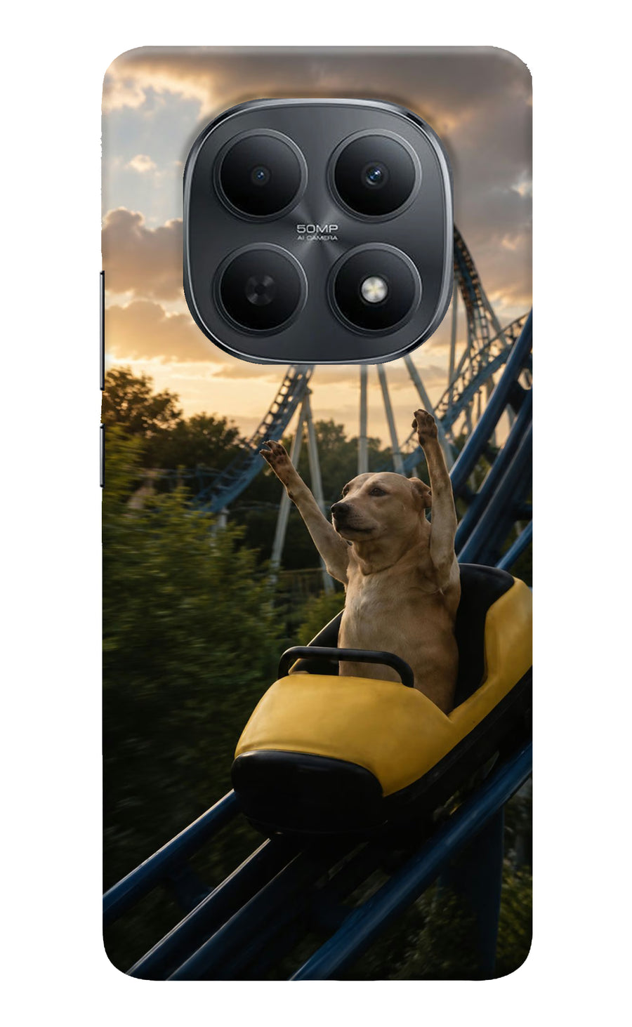 Rollercoaster Dog Poco M8 5G Back Cover, Hard case