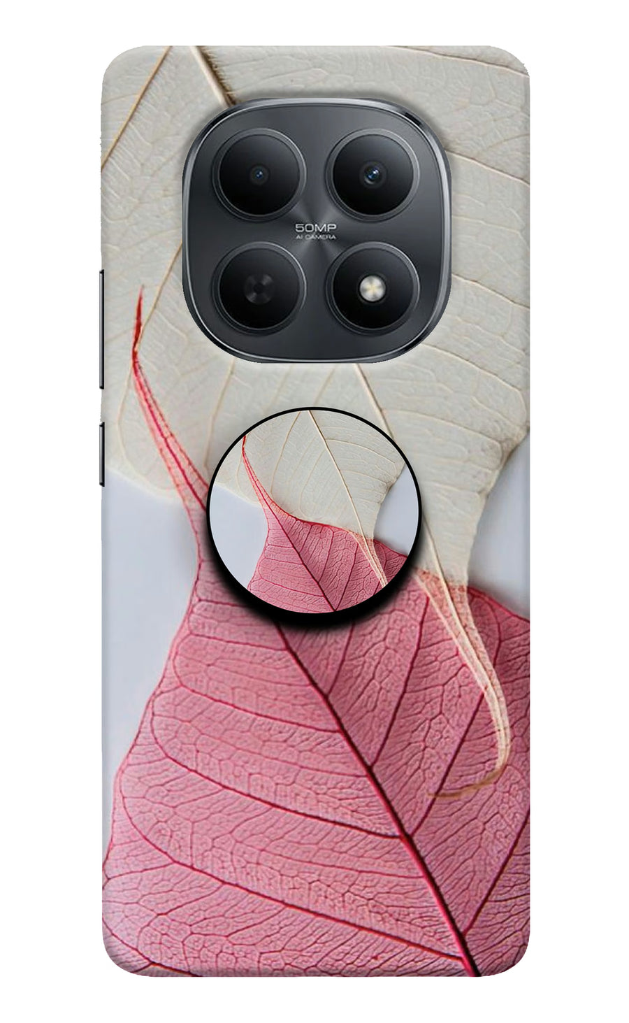 White Pink Leaf Poco M8 5G Pop Case, Hard case