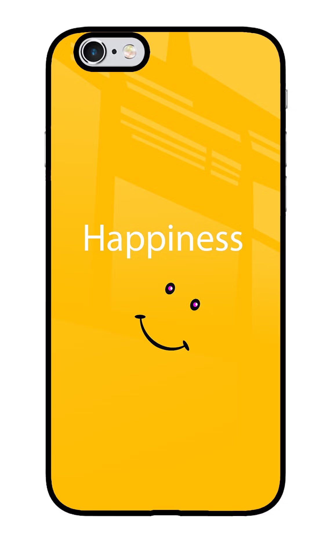 Happiness With Smiley iPhone 6/6s Glass Case Back Cover by Casekaro