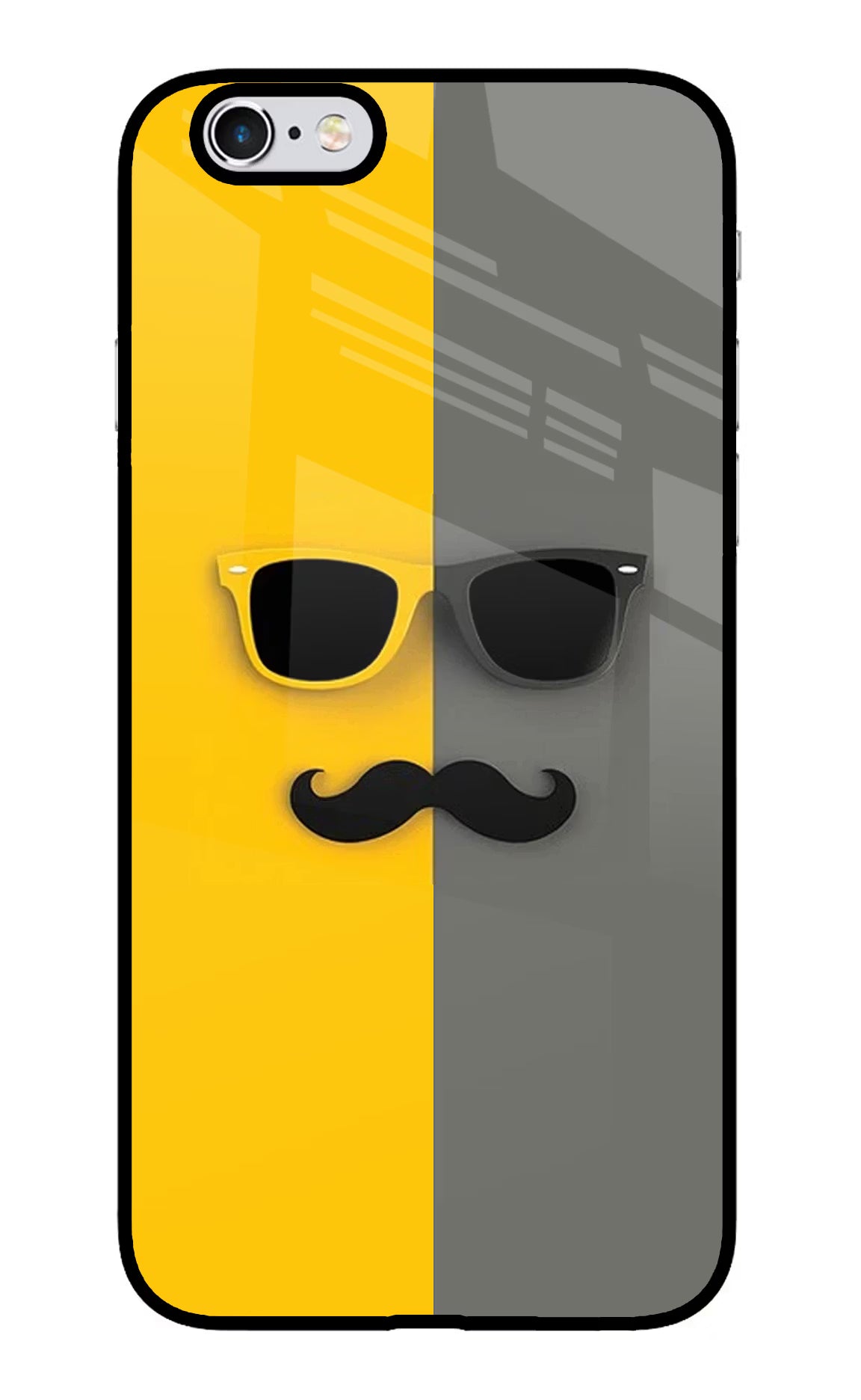 Sunglasses with Mustache iPhone 6/6s Glass Case Back Cover by Casekaro