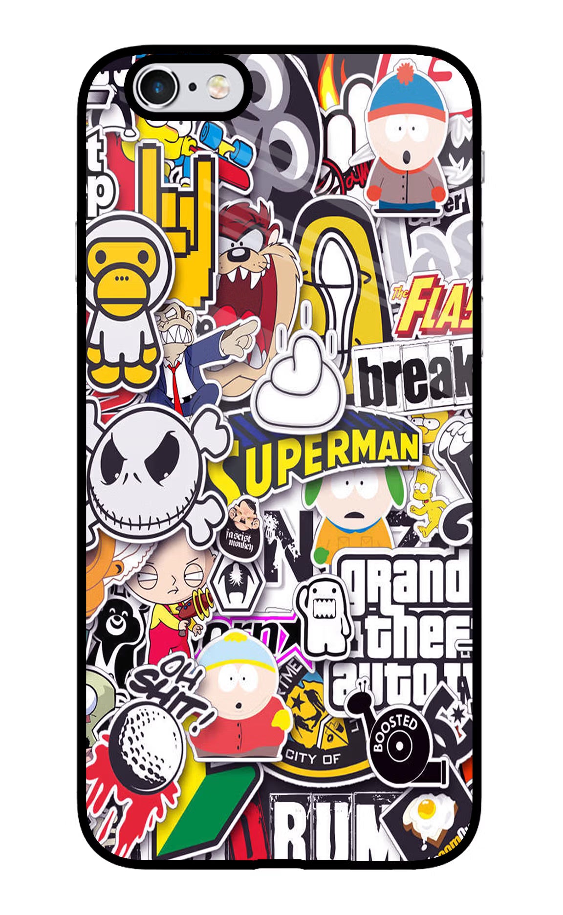 Sticker Bomb iPhone 6/6s Glass Case Back Cover by Casekaro