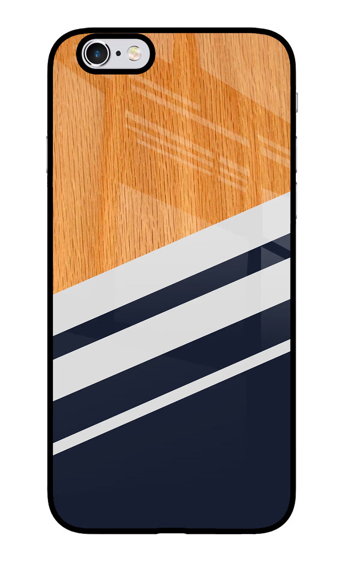 Blue and white wooden iPhone 6/6s Glass Case