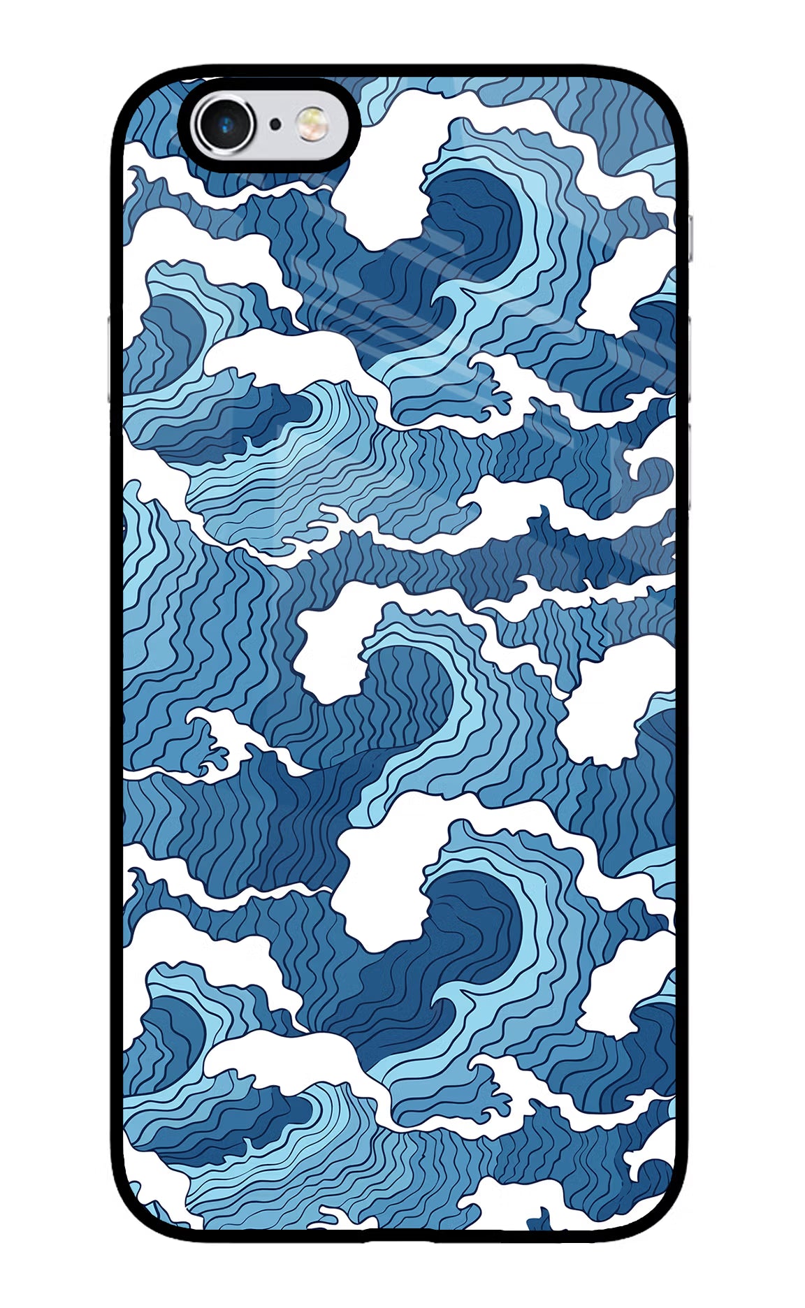Blue Waves iPhone 6/6s Glass Case Back Cover by Casekaro