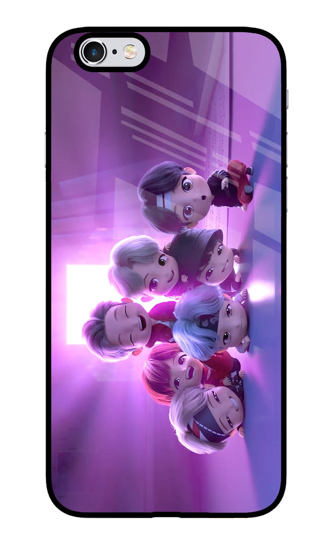 BTS Chibi iPhone 6/6s Glass Case Back Cover by Casekaro
