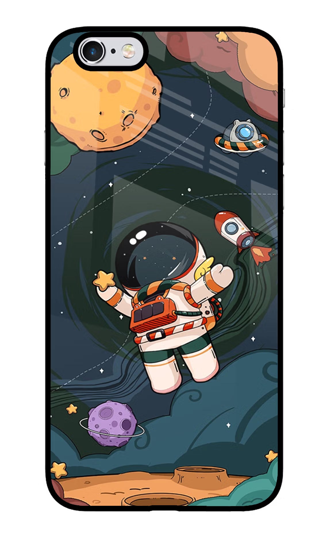 Cartoon Astronaut iPhone 6/6s Glass Case Back Cover by Casekaro