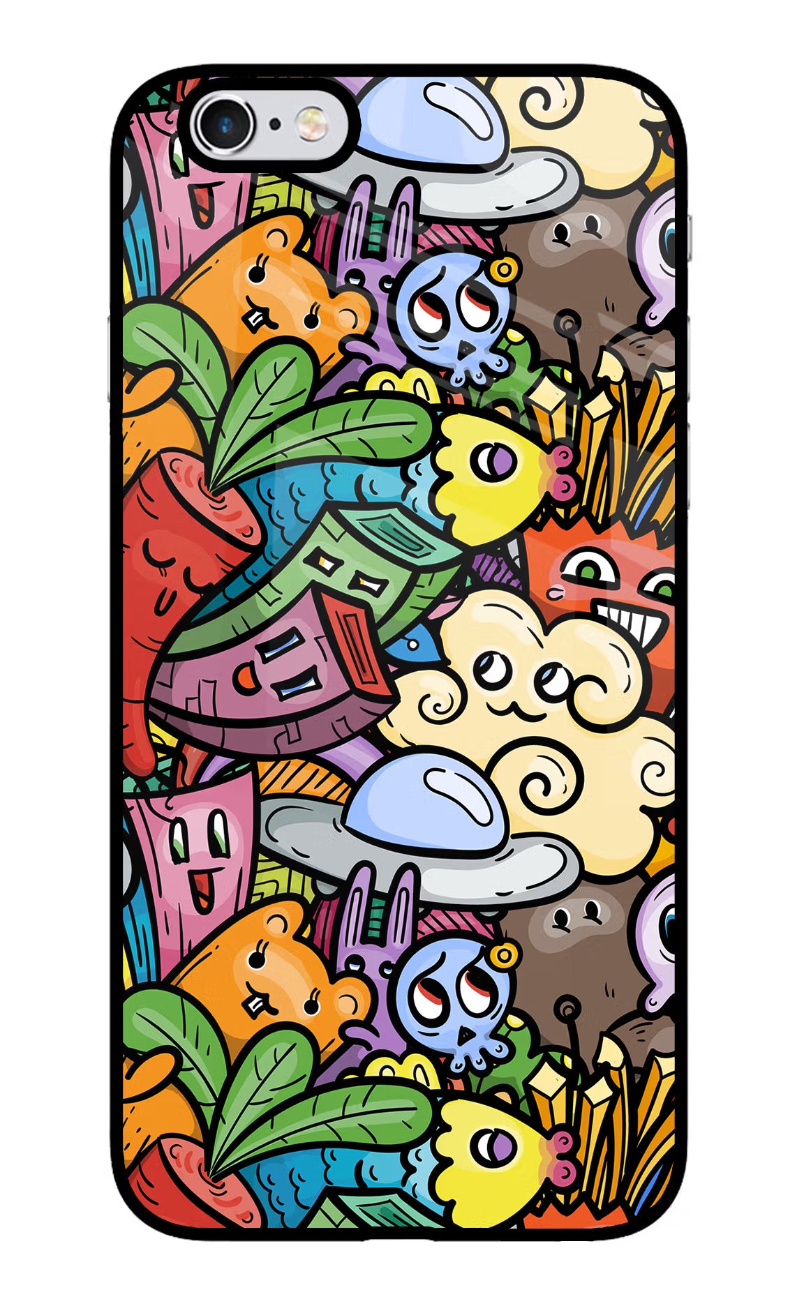 Veggie Doodle iPhone 6/6s Glass Case Back Cover by Casekaro