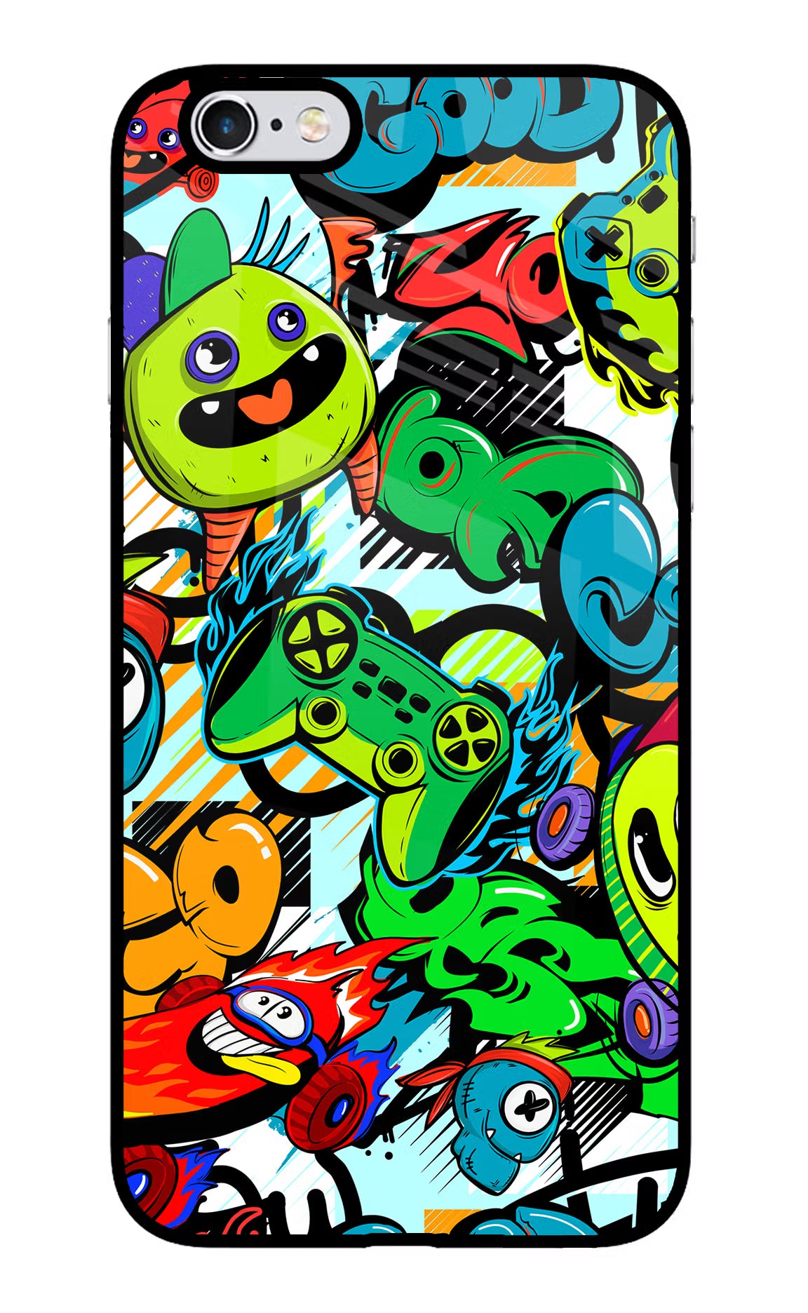 Game Doodle iPhone 6/6s Glass Case Back Cover by Casekaro