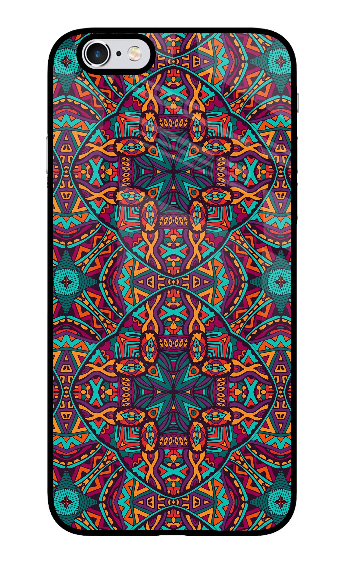 Colour Mandala iPhone 6/6s Glass Case Back Cover by Casekaro