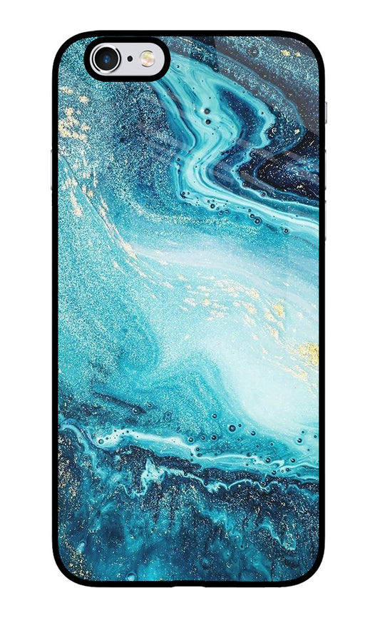 Blue Glitter Marble iPhone 6/6s Glass Case