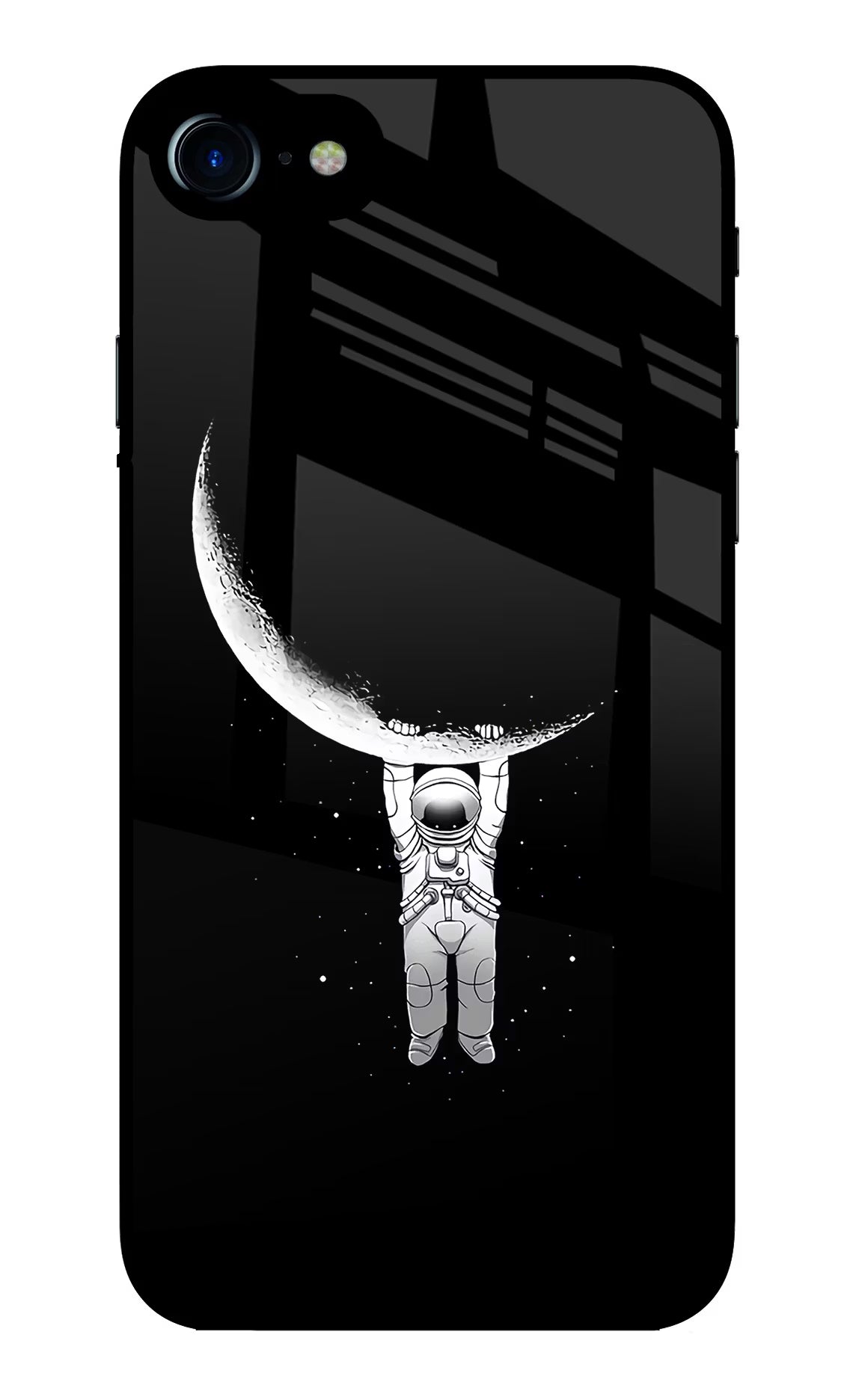Moon Space iPhone 7/7s Glass Case Back Cover by Casekaro