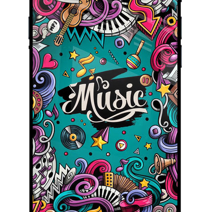 Music Graffiti iPhone 7/7s Glass Case Back Cover by Casekaro