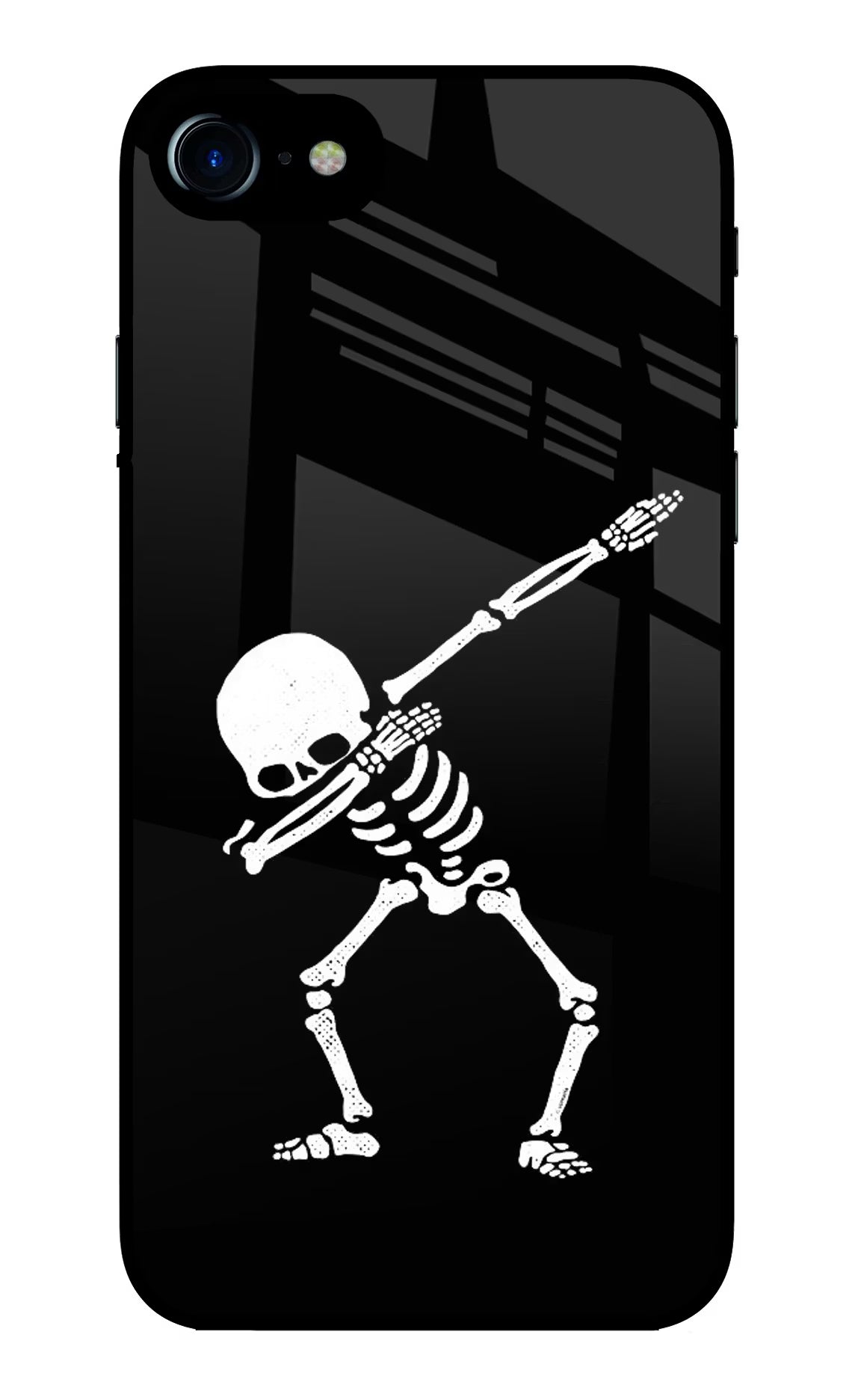 Dabbing Skeleton Art iPhone 7/7s Glass Case Back Cover by Casekaro