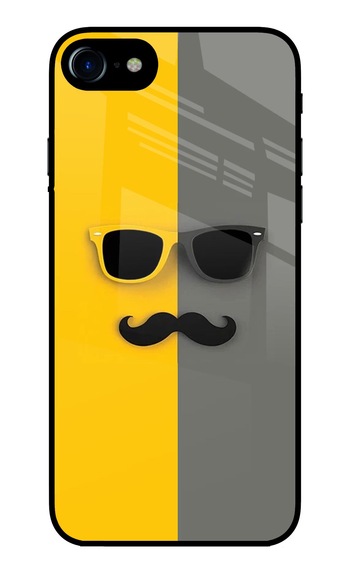 Sunglasses with Mustache iPhone 7/7s Glass Case Back Cover by Casekaro