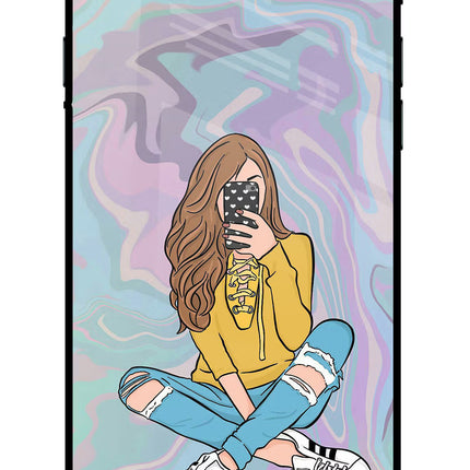 Selfie Girl iPhone 7/7s Glass Case Back Cover by Casekaro