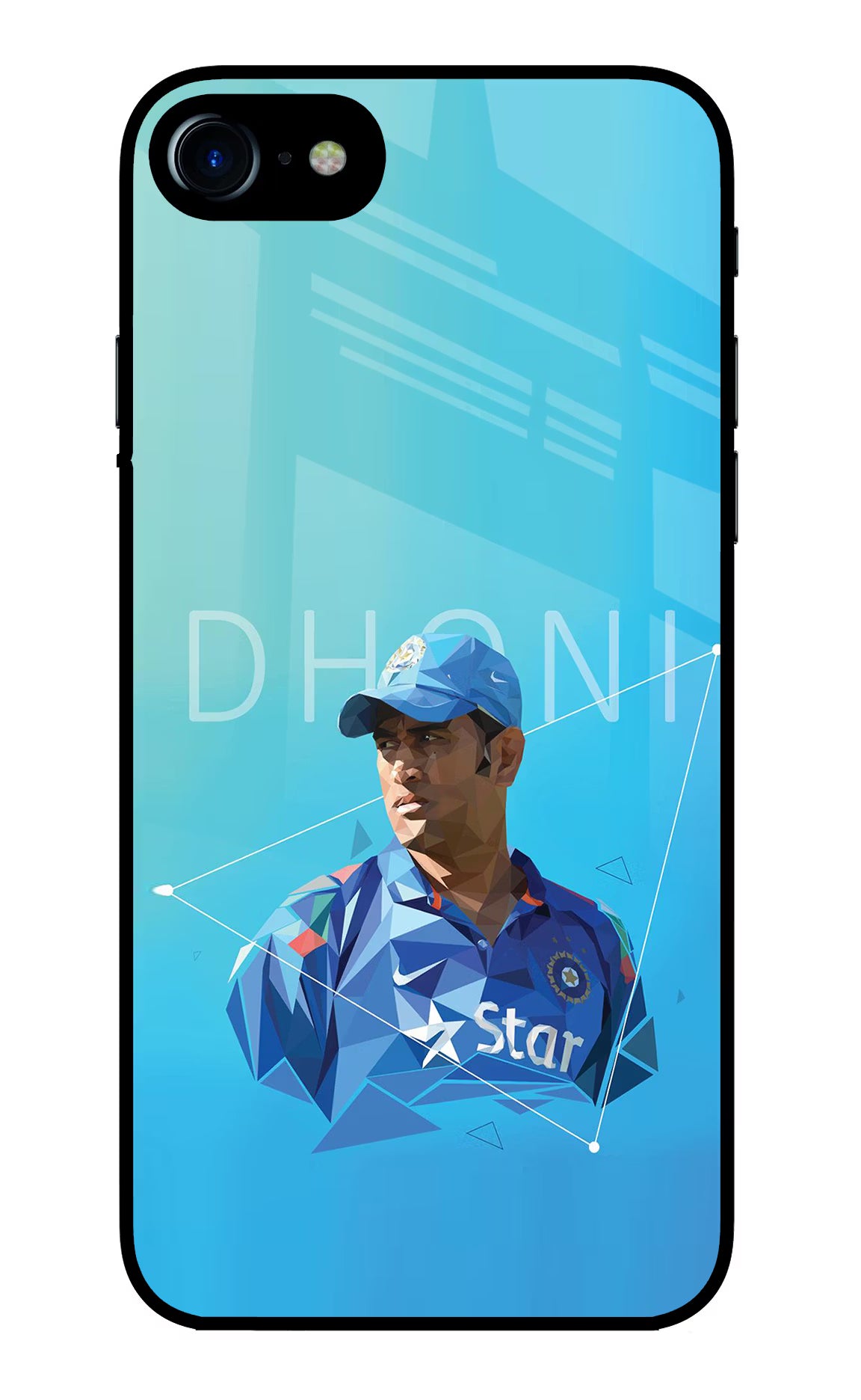 Dhoni Artwork iPhone 7/7s Glass Case Back Cover by Casekaro