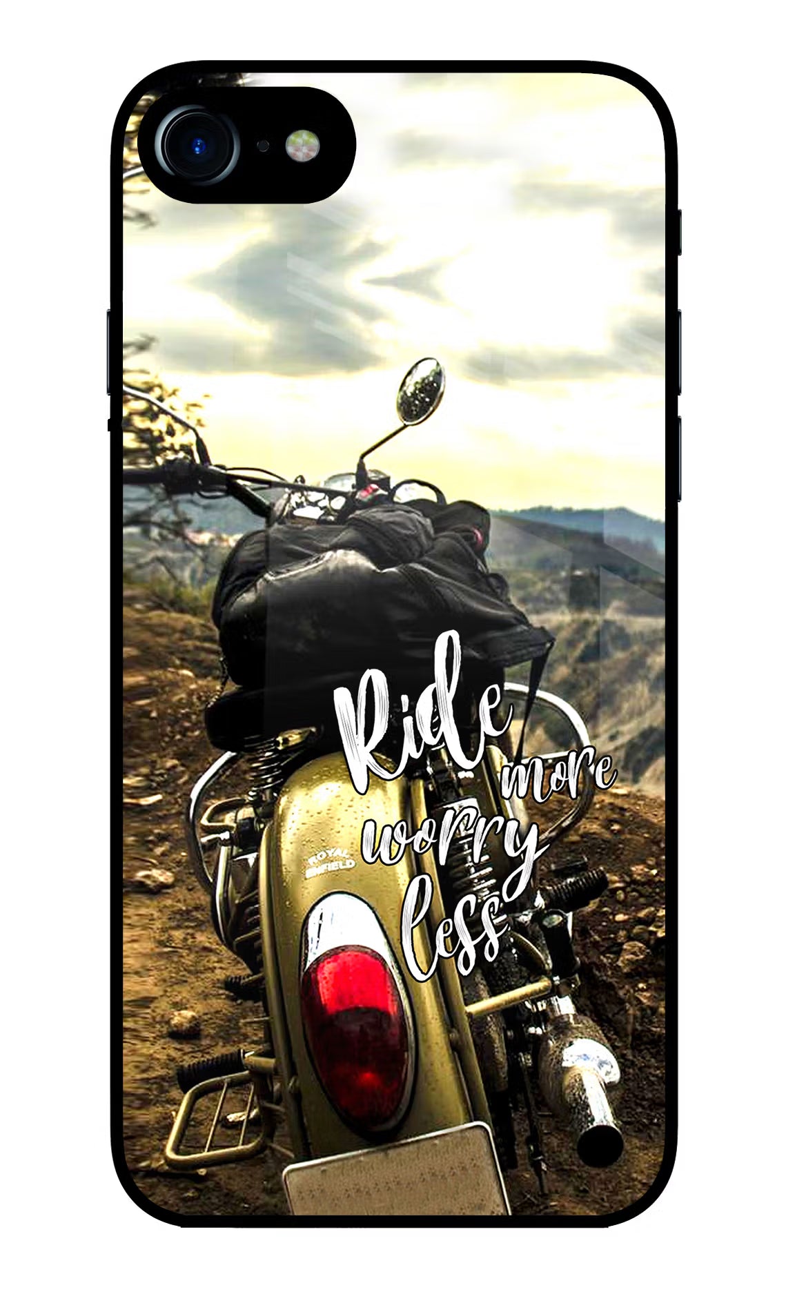 Ride More Worry Less iPhone 7/7s Glass Case Back Cover by Casekaro