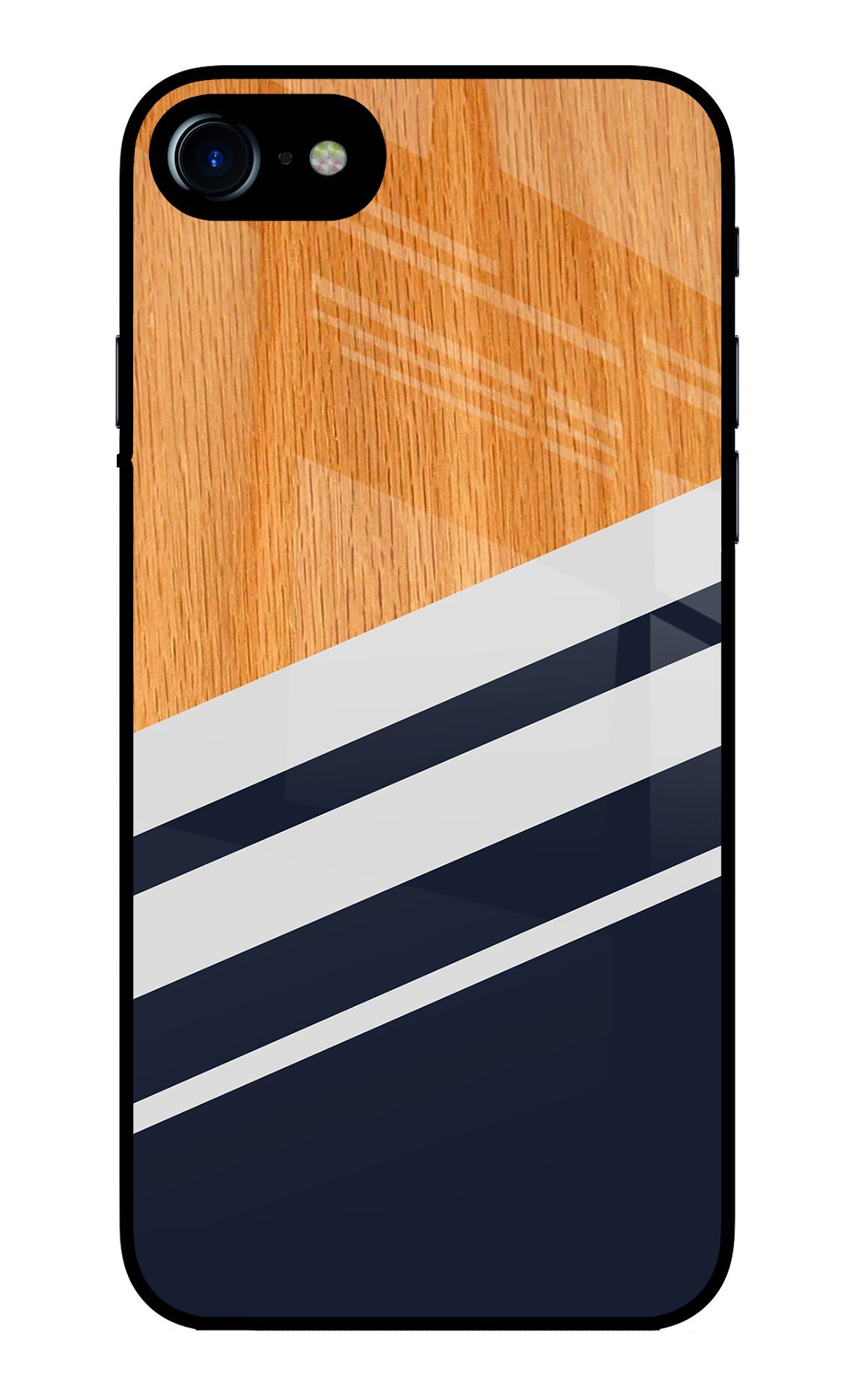 Blue and white wooden iPhone 7/7s Glass Case