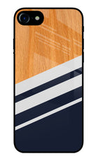 Blue and white wooden iPhone 7/7s Glass Case