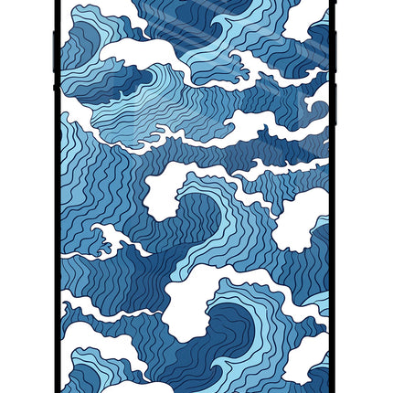 Blue Waves iPhone 7/7s Glass Case Back Cover by Casekaro