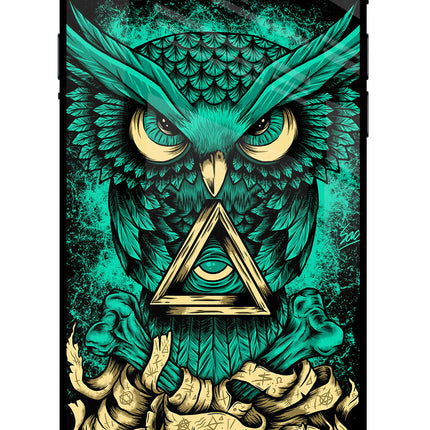 Green Owl iPhone 7/7s Glass Case Back Cover by Casekaro