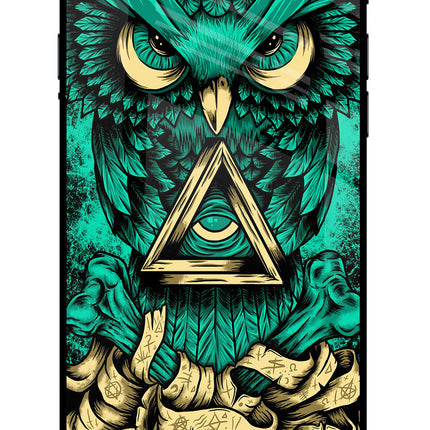 Green Owl iPhone 7/7s Glass Case Back Cover by Casekaro