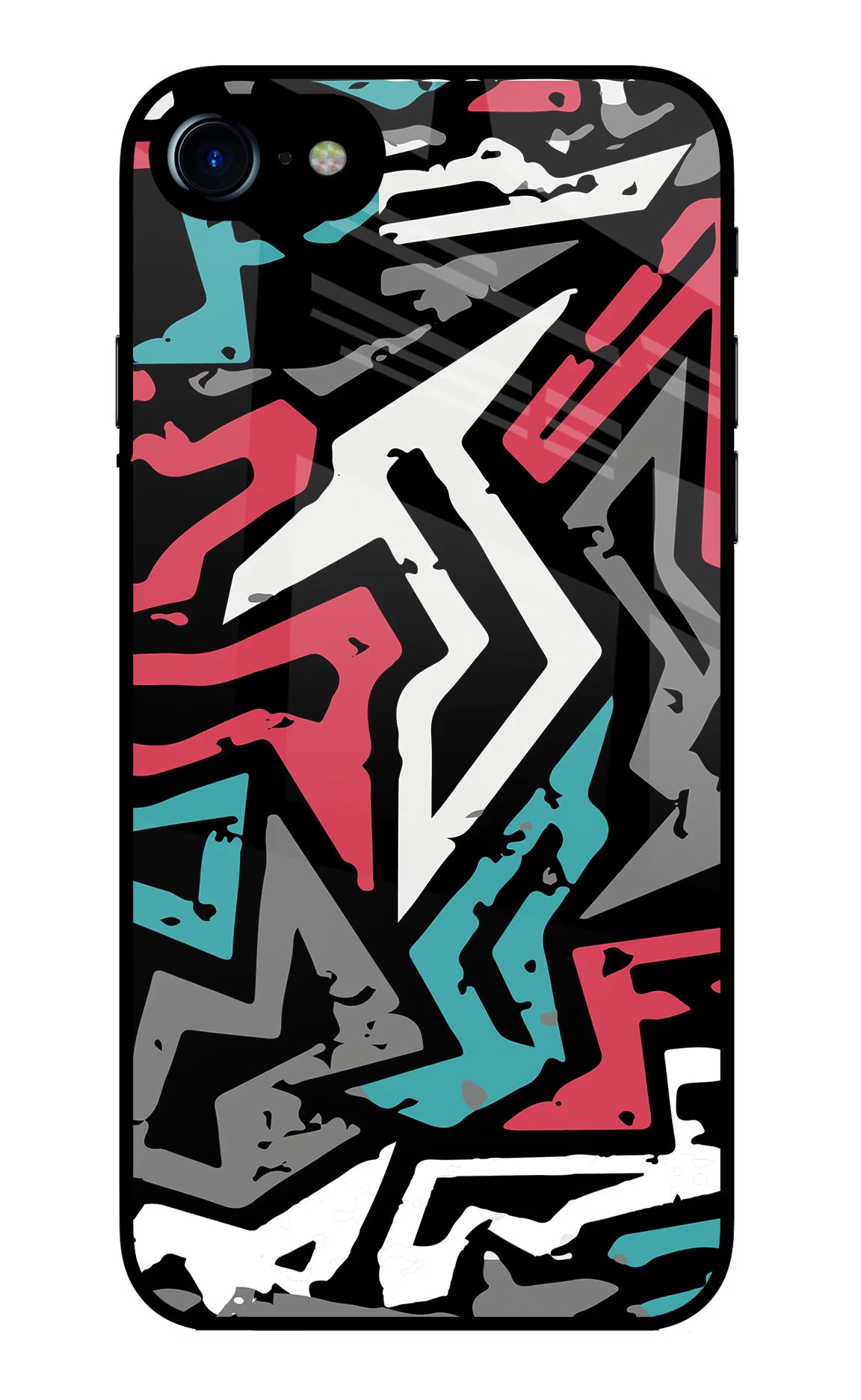 Geometric Graffiti iPhone 7/7s Glass Case Back Cover by Casekaro