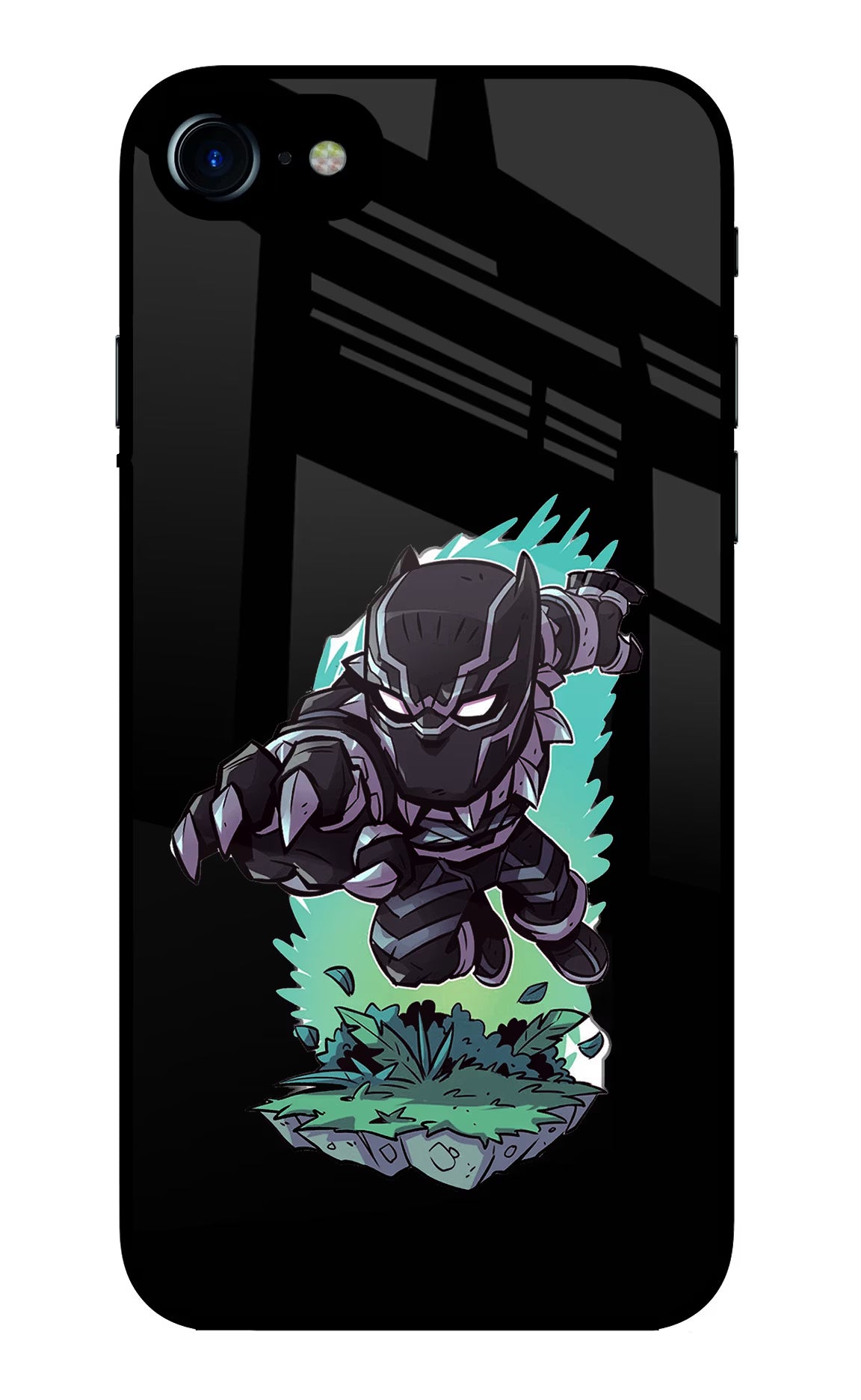 Black Panther iPhone 7/7s Glass Case Back Cover by Casekaro